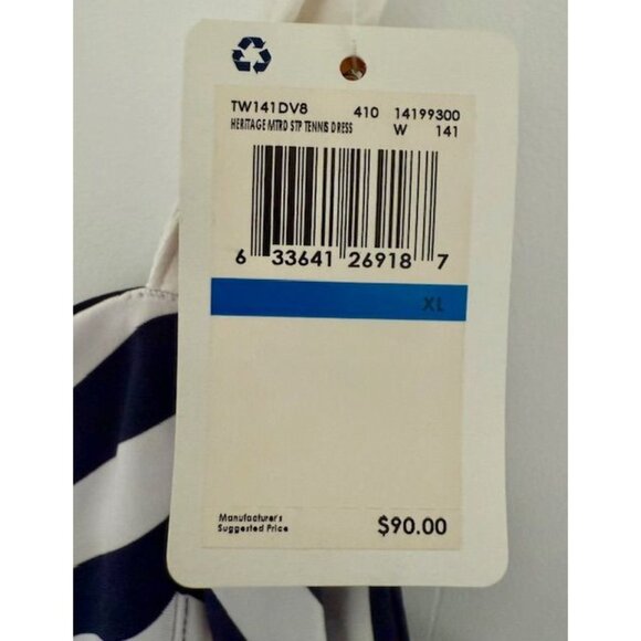 NWT FILA Heritage XL Navy White Mitered Stripe Tennis Dress Iconic Ginny Hilfige - Picture 5 of 11